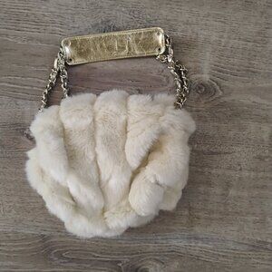 ALDO Cream Faux Fur Chain Strap Handbag - Winter Glam Tote